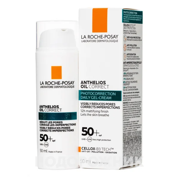 La Roche-Posay Anthelios Oil Correct SPF 50+ &mdash; матуючий сонцезахисний крем для обличчя SPF 50+, 50 мл Oil Correct SPF фото